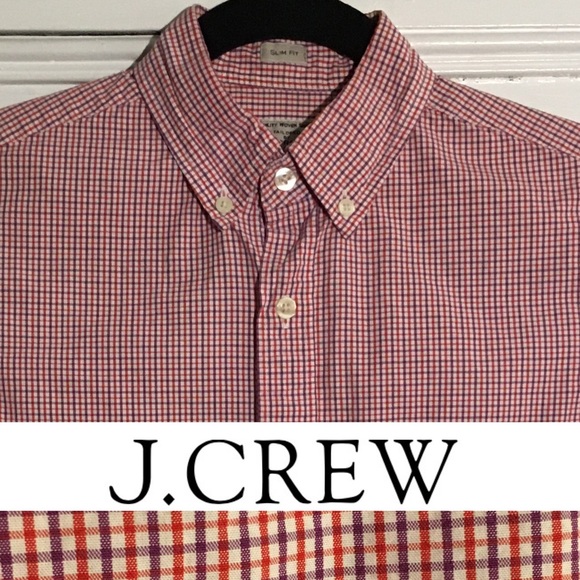 J. Crew Other - 3/$20 🎁 FREE GIFT JCrew slim red purple check white button XS